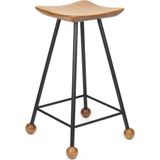 Wood Stone Art Tabure Bar Taburesi Kavisli Kare Oturma Yeri Bar Taburesi Ahşap Demir Ayaklı Ahşap Topuzlu Modern Rahat Woodstoneart - Siyah - 65 CM