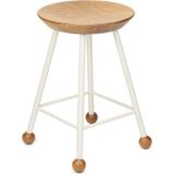 Wood Stone Art Tabure Bar Taburesi Tabure Mutfak Tabure Ahşap Demir Ayaklı Ahşap Topuzlu Modern Rahat Modern Beyaz Wood Stone Art - 47 CM