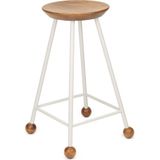 Wood Stone Art Tabure Bar Taburesi Tabure Mutfak Tabure Ahşap Demir Ayaklı Ahşap Topuzlu Modern Rahat Modern Beyaz Wood Stone Art - 65 CM