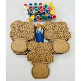 Wood Story Woodstory Ahşap Boyama Oyuncak Seti – 20’li Çiçek Figürü + 10 Akrilik Boya + 20 Fırça | Toplu Sanat Etkinliği