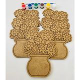 Wood Story Woodstory Ahşap Boyama Oyuncak Seti – 5’li Çiçek Figürü + Akrilik Boya ve Fırça | Eğitici Sanat Etkinliği