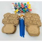 Wood Story Woodstory Ahşap Boyama Oyuncak Seti / Etkinlik – 15’li Çiçek Figürü + 15AKRILIK Boya + 15 Fırça