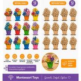 Wood Story Woodstory Ahşap Saksı Çiçek Boyama Seti 12'li (12 Adet Akrilik Boya, 12 Adet Fırça Dahil Set) | Anaokulu, Workshop Etkinlik
