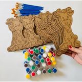 Wood Story Woodstory Zürafa Boyama Seti – 20 Ahşap Zürafa Figürü + 10 Boya + 20 Fırça | Eğlenceli Sanat Etkinliği