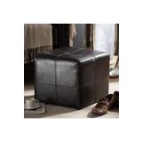 woodaria Siyah Küp Suni Deri Puf Dikişli En*boy 40*40 Cm Yükseklik 40 Cm