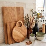 Woodart 3 Lü Set - Meşe Doğal Ahşap Mutfak Kesme Sunum Et Ekmek Doğrama Tahtası