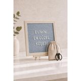 WoodArt Premium Letter Board Seti, Füme Antrasit Keçe Yüzeyli Doğal Çam Ahşap Yazı Panosu – Şövale Standlı Dekoratif Set