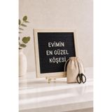 WoodArt Premium Letter Board Seti, Mat Gece Siyahı Yüzeyli Doğal Çam Ahşap Yazı Panosu – Şövale Standlı Dekoratif Set
