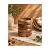 WoodBay 4 ’lü Akasya Ahşap Çerezlik Sosluk Kahvaltılık Sunum Kasesi Doğal Ahşap Mini Kase 8x2.5 cm