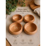 WoodBay 4 ’lü Kayın Ağacı Mini Çerezlik Sosluk 9 cm El Yapımı Ahşap Kase Kuruyemişlik Kahvaltılık Kase