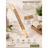 WoodBay Ahşap Döner Masaj Aleti 53 cm | Refleksoloji Masaj Çubuğu Sırt, Boyun, Bacak ve Ayak Masaj Silindiri - Açık Bej
