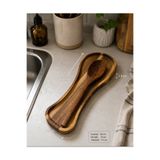 WoodBay Akasya Ahşap Kaşık Altlığı 28X10 cm Kirli Kaşık Standı Kaşıklık Mutfak Mutfak Kaşık Tutucu