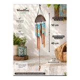 WoodBay Feng Shui Coconut Bambu Rüzgar Çanı El Boyaması Kaplumbağa Desenli Hindistan Cevizi Dekoru 50 CM