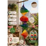 WoodBay Gökkuşağı Ahşap Rüzgar Gülü 2'li Set 60 cm El Yapımı Döner Bahçe Balkon Dekoru