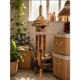 WoodBay Kuş Yuvalı Bambu Rüzgar Çanı Rüzgar Gülü 50 CM - Acı Kahverengi - 10 x 20 x 8 cm