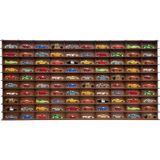 Woodbu 1/64 Hobi Araba Rafı 100 Araç (Hot Wheels, Matcbox) ceviz-kahverengi