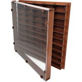 Woodbu Şeffaf Kapaklı Ahşap Ceviz Hobi Araba Rafı 50 cm x 50 cm MDF Malzemeden Üretilmiştir