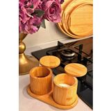 Woodcept 2'li Bambu Stantlı Baharatlık ve Saklama Kutusu Seti, Mıknatıslı Bambu Saklama Seti, Bambu Organizer