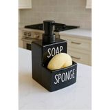 Woodcept. Siyah Soap and Sponge Porselen Sıvı Sabunluk ve Süngerlik