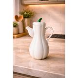 Woodcept. Tekli Beyaz Porselen Bal Kabak Tasarım Vakumlu Pumpkin Serisi Premium Yağdanlık Seti 1000 ML