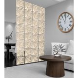 Wooddoom Çiçek Modelli Lazer Kesim Paravan, Ahşap Seperatör, Panel Levha Seti Ahşap Oda Bölücü Desen - 40x40 - Ahşap - Bej