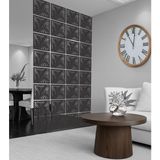 Wooddoom Çiçek Modelli Lazer Kesim Paravan, Ahşap Seperatör, Panel Levha Seti Ahşap Oda Bölücü Desen - 40x40 - Ahşap - Siyah