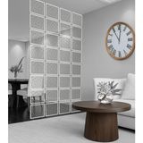 Wooddoom Çizgiler Lazer Kesim Paravan, Ahşap Seperatör, Panel Levha Seti Dekorasyon Ahşap Oda Bölücü Desen - 40x40 - Ahşap - Beyaz