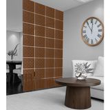 Wooddoom Çizgiler Üstte Lazer Kesim Paravan, Ahşap Seperatör, Panel Levha Seti Dekorasyon Oda Bölücü Desen - 40x40 - Ahşap - Ceviz