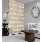Wooddoom Çizgili Lazer Kesim Paravan, Ahşap Seperatör, Panel Levha Seti Dekorasyon Ahşap Oda Bölücü Desen - 40x40 - Ahşap - Bej