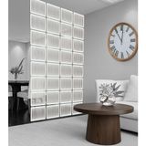 Wooddoom Çizgili Lazer Kesim Paravan, Ahşap Seperatör, Panel Levha Seti Dekorasyon Ahşap Oda Bölücü Desen - 40x40 - Beyaz