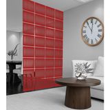 Wooddoom Çizgili Lazer Kesim Paravan, Ahşap Seperatör, Panel Levha Seti Dekorasyon Ahşap Oda Bölücü Desen - 40x40 - Kırmızı