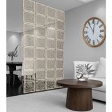 Wooddoom Halkalar Rastgele Lazer Kesim Paravan, Ahşap Seperatör, Panel Levha Seti Dekorasyon Oda Bölücü Desen - 40x40 - Ahşap - Bej