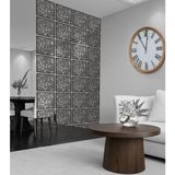Wooddoom Halkalar Rastgele Lazer Kesim Paravan, Ahşap Seperatör, Panel Levha Seti Dekorasyon Oda Bölücü Desen - 40x40 - Ahşap - Siyah