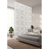 Wooddoom Lazer Kesim Paravan, Ahşap Separatör, Oda 4'lü Panel Levha MODEL01 40 x 40 cm - 40x40 - Beyaz