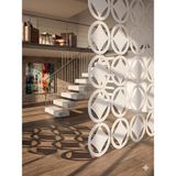 Wooddoom Lazer Kesim Paravan, Ahşap Separatör, Oda 4'lü Panel Levha MODEL13 40 x 40 cm - 40x40 - Beyaz