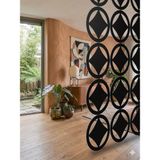 Wooddoom Lazer Kesim Paravan, Ahşap Separatör, Oda 4'lü Panel Levha MODEL13 40 x 40 cm - 40x40 - Siyah