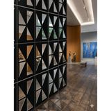 Wooddoom Lazer Kesim Paravan, Ahşap Separatör, Oda 4'lü Panel Levha MODEL18 40 x 40 cm - 40x40 - Siyah