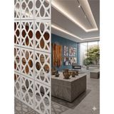 Wooddoom Lazer Kesim Paravan, Ahşap Separatör, Oda 4'lü Panel Levha MODEL22 40 x 40 cm - 40x40 - Beyaz