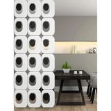 Wooddoom Lazer Kesim Paravan, Ahşap Separatör, Oda 4'lü Panel Levha MODEL24 40 x 40 cm - 40x40 - Beyaz