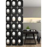 Wooddoom Lazer Kesim Paravan, Ahşap Separatör, Oda 4'lü Panel Levha MODEL24 40 x 40 cm - 40x40 - Siyah