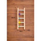 Wooden Bird Boncuklu Ahşap Kuş Merdiveni 5 Basamaklı