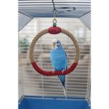 Wooden Bird Muhabbet Jüt İpli Yuvarlak Salıncak(Kırmızı)