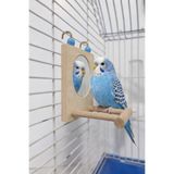 Wooden Bird Muhabbet Kuşu Kafes Yan Duvar Aynası (Doğal Ahşap)