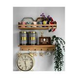 Wooden Çalık Kahve Köşesi 2 Li Raf Set Terek
