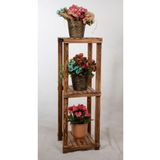 Wooden City 3 Katlı Dekoratif Ahşap Banyo Rafı Ayakkabılık Saksılık Mutfak Düzenleyici Raf 30x30x90