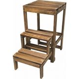 Wooden City Ahşap Tabure Katlanır Merdiven Yüksek Dayanıklılık ile Ceviz Renkli 55 cm Model - Ceviz - Koyu Kahverengi