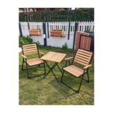 Wooden City Bistro Set Bahçe Mobilyasi 3 Lü Set Piknik Kamp Sandalyesi Katlanir Masa Balkon Kahverengi