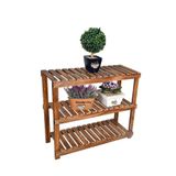 Wooden City Kahverengi Saksı Standı Dekoratif Raf 3 Katlı Çiçeklik Ahşap Stand Saksı Sehpası