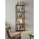 Wooden City Metal Kitaplık 5 Raflı Ofis Kitaplığı Kitap Dosya Rafı Biblo Rafı Çiçeklik Rafı