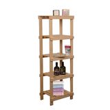 Wooden City Naturel Ahşap Banyo Rafı Banyo Düzenleyici Havluluk 5 Katlı Duvar Rafı
